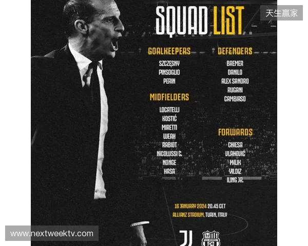 尤文vs萨索洛名单:伊尔迪兹,图拉姆领衔;弗拉霍维奇复出